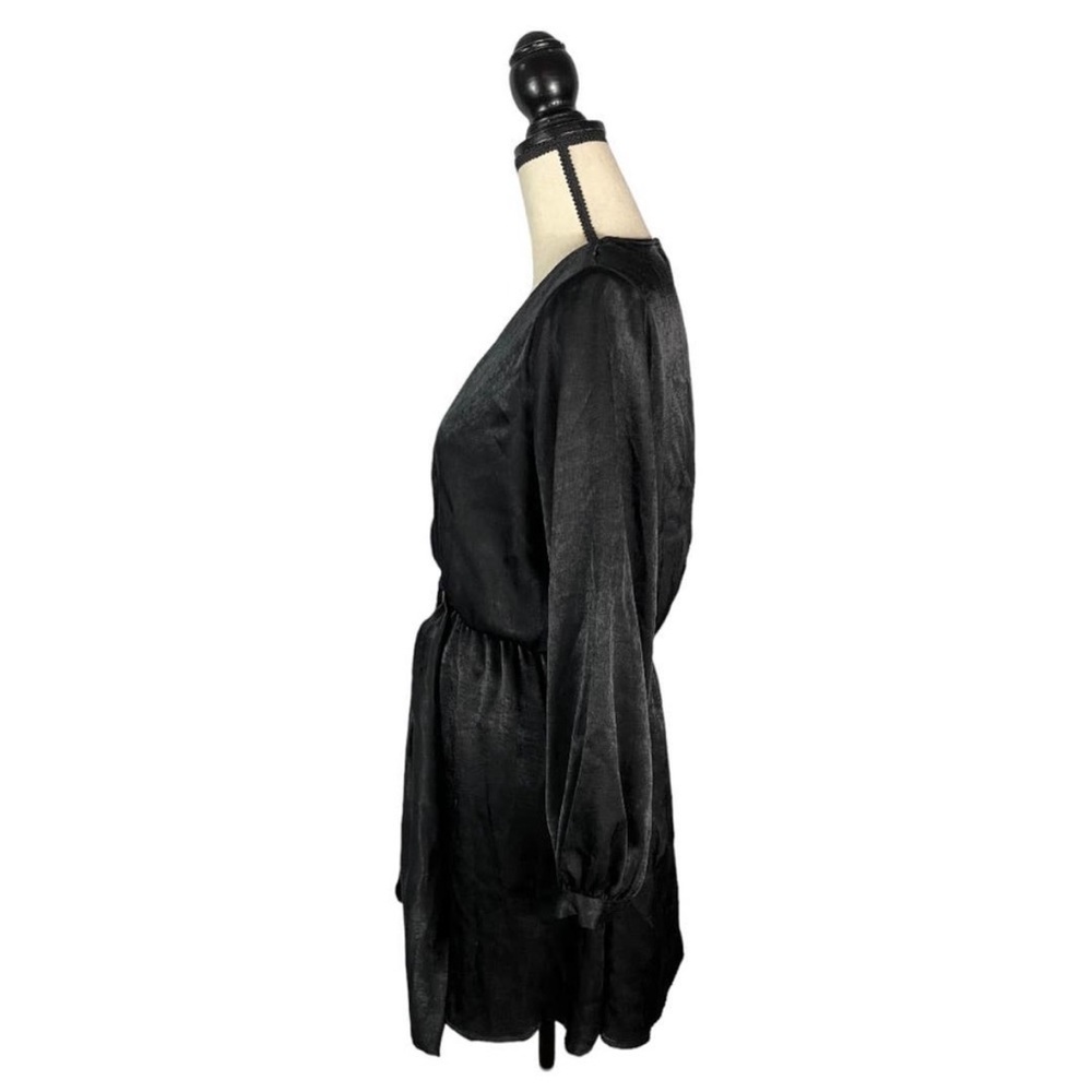 Zara NWOT Black satin romper long sleeves -looks like a dress - Picture 3 of 4